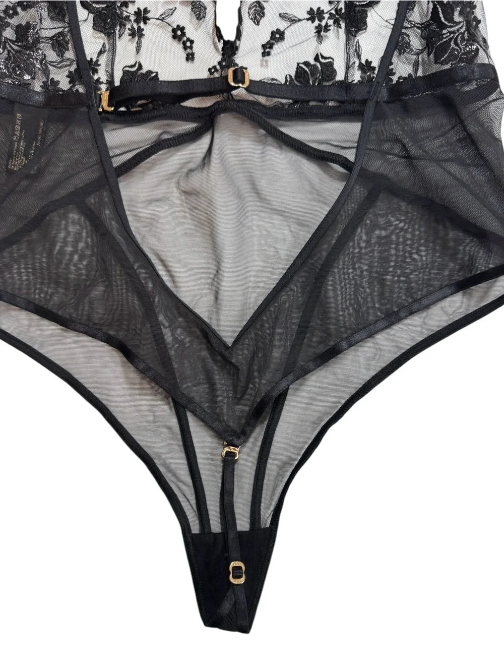 Honey Birdette Whitney Black Bodysuit Size L NWT The Black Collection